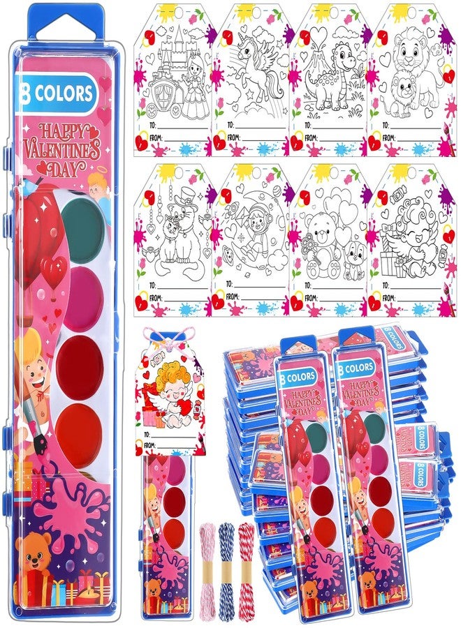 مارسبارك مجموعة ألوان مائية من مارسبارك، ٢٤ لونًا، مثالية للأطفال في عيد الحب، تتضمن بطاقات وفرشًا، مناسبة للحرف اليدوية، هدايا غير حلوى، هدايا للتبادل الصفي، هدايا لحفلات عيد الحب، قابلة للغسل. - Image 1